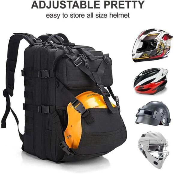Motorcycle Helmet Backpack Bag for Men with Hard Hat Carrier/Storage, Riding - Picture 3 of 7